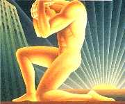 atlas bending under the burden of the penny