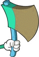 cartoon of hand holding large axe