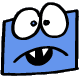 Blue blockhead cartoon